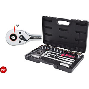 1/2'' CHROMEplus Steckschlüssel-Satz, 28 Teile, Flank Traction.