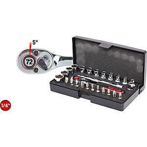 1/4'' CHROMEplus Steckschlüssel-Satz, 26 Teile, Flank Traction.
