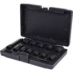 1/2'' Kraft-Stecknuss-Satz kurz, Sechskant, 12 Teile.